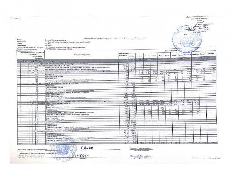 Индивидуальный план финансирования на 2022 год